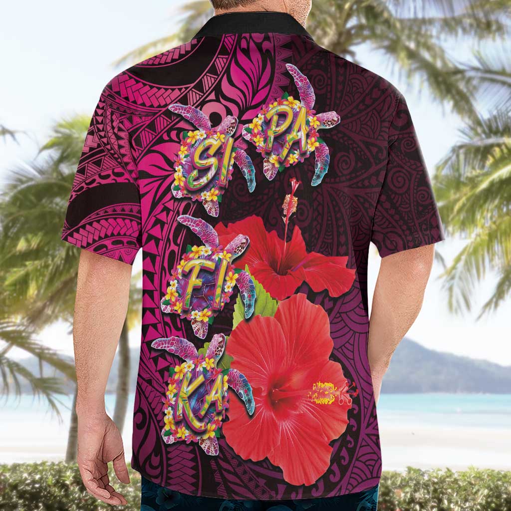 Pasifika Festival Hawaiian Shirt Plumeria Turtles with Hibiscus - Polynesian Art Tattoo Pink Color LT03 - Polynesian Pride