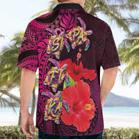 Pasifika Festival Hawaiian Shirt Plumeria Turtles with Hibiscus - Polynesian Art Tattoo Pink Color LT03 - Polynesian Pride