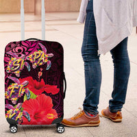 Pasifika Festival Luggage Cover Plumeria Turtles with Hibiscus - Polynesian Art Tattoo Pink Color LT03 Pink - Polynesian Pride