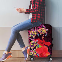Pasifika Festival Luggage Cover Plumeria Turtles with Hibiscus - Polynesian Art Tattoo Pink Color LT03 - Polynesian Pride
