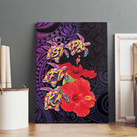Pasifika Festival Canvas Wall Art Plumeria Turtles with Hibiscus - Polynesian Art Tattoo Purple Color LT03 - Polynesian Pride