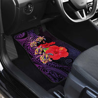 Pasifika Festival Car Mats Plumeria Turtles with Hibiscus - Polynesian Art Tattoo Purple Color LT03 - Polynesian Pride