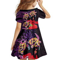 Pasifika Festival Family Matching Mermaid Dress and Hawaiian Shirt Plumeria Turtles with Hibiscus - Polynesian Art Tattoo Purple Color LT03 - Polynesian Pride