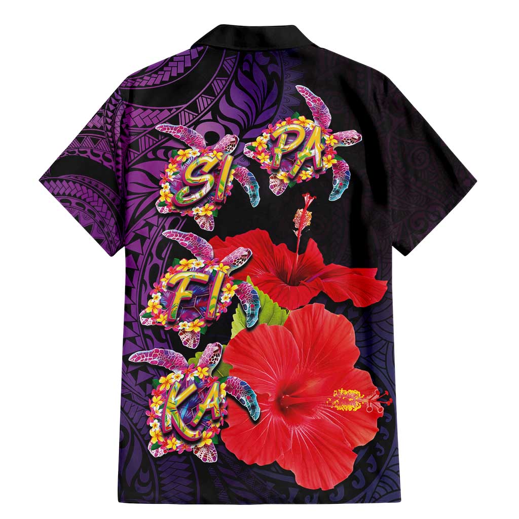 Pasifika Festival Family Matching Mermaid Dress and Hawaiian Shirt Plumeria Turtles with Hibiscus - Polynesian Art Tattoo Purple Color LT03 - Polynesian Pride