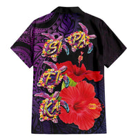 Pasifika Festival Family Matching Mermaid Dress and Hawaiian Shirt Plumeria Turtles with Hibiscus - Polynesian Art Tattoo Purple Color LT03 - Polynesian Pride