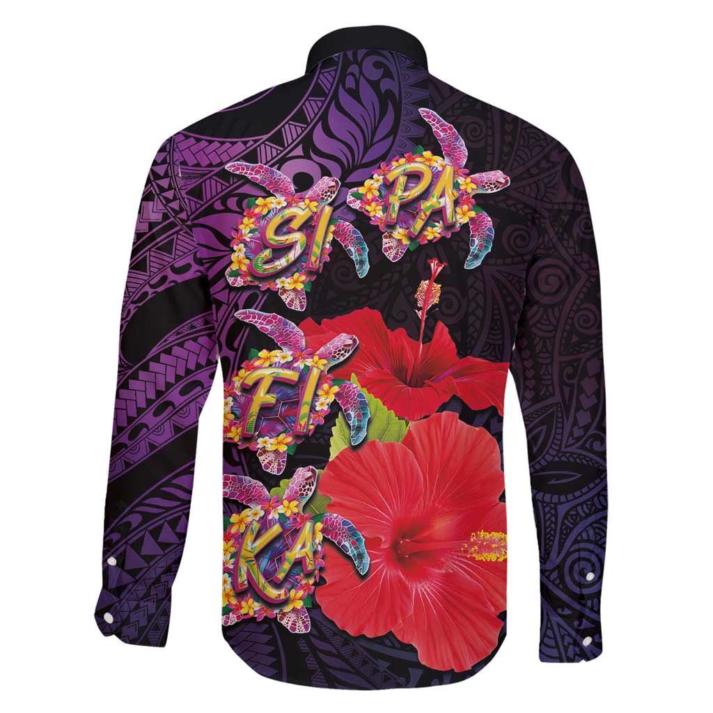 Pasifika Festival Family Matching Puletasi and Hawaiian Shirt Plumeria Turtles with Hibiscus - Polynesian Art Tattoo Purple Color LT03 - Polynesian Pride