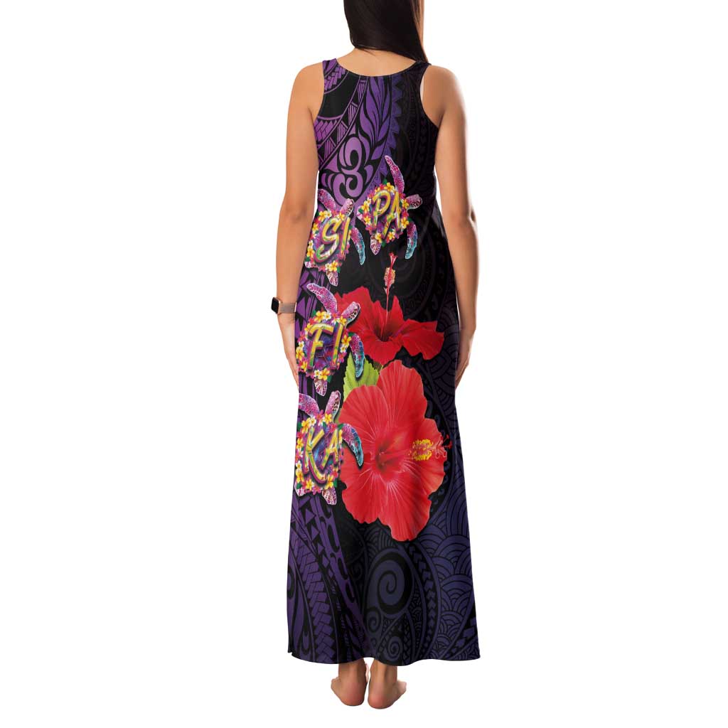 Pasifika Festival Family Matching Tank Maxi Dress and Hawaiian Shirt Plumeria Turtles with Hibiscus - Polynesian Art Tattoo Purple Color LT03 - Polynesian Pride