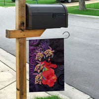 Pasifika Festival Garden Flag Plumeria Turtles with Hibiscus - Polynesian Art Tattoo Purple Color LT03 - Polynesian Pride