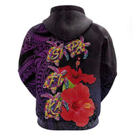 Pasifika Festival Hoodie Plumeria Turtles with Hibiscus - Polynesian Art Tattoo Purple Color LT03 - Polynesian Pride