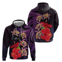 Pasifika Festival Hoodie Plumeria Turtles with Hibiscus - Polynesian Art Tattoo Purple Color LT03 - Polynesian Pride