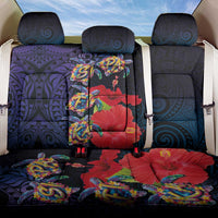 Pasifika Festival Back Car Seat Cover Plumeria Turtles with Hibiscus - Polynesian Art Tattoo Dark Navy Color LT03 One Size Dark Navy - Polynesian Pride