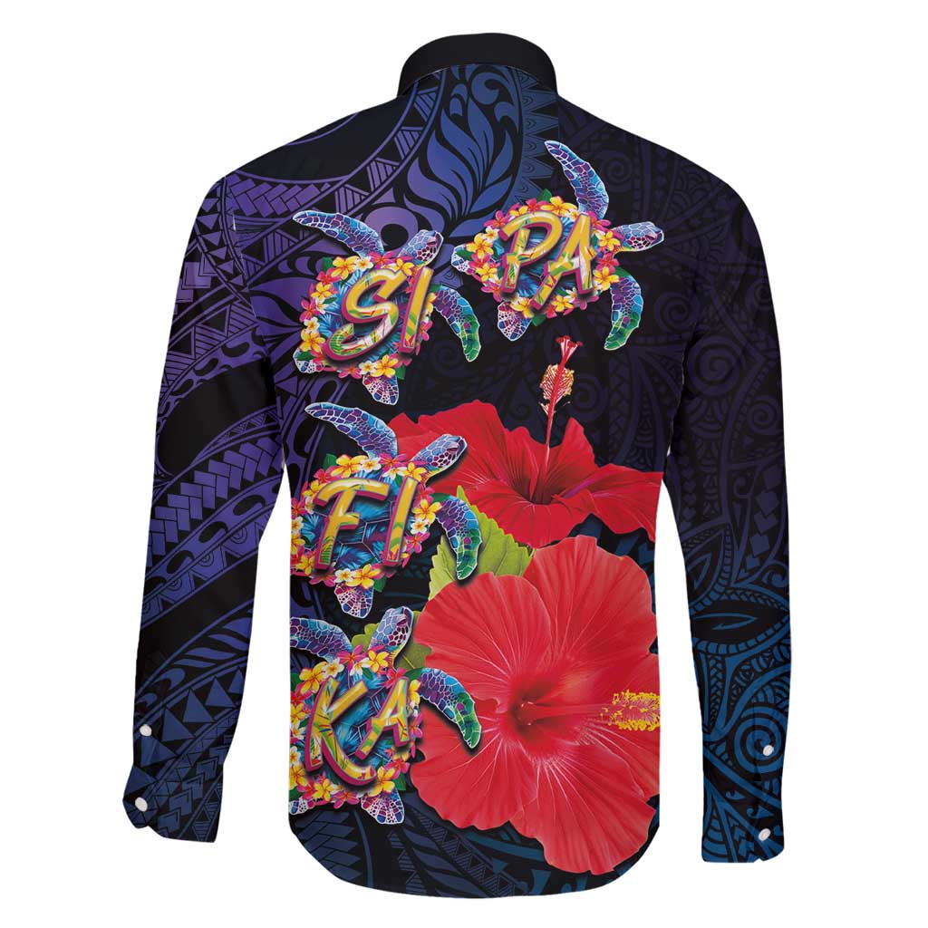 Pasifika Festival Family Matching Summer Maxi Dress and Hawaiian Shirt Plumeria Turtles with Hibiscus - Polynesian Art Tattoo Dark Navy Color LT03 - Polynesian Pride