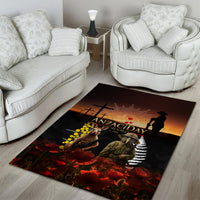 New Zealand and Australia ANZAC Day Area Rug Kiwi Bird and Kangaroo Soldier LT03 - Polynesian Pride