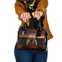 New Zealand and Australia ANZAC Day Shoulder Handbag Kiwi Bird and Kangaroo Soldier LT03 One Size Black - Polynesian Pride