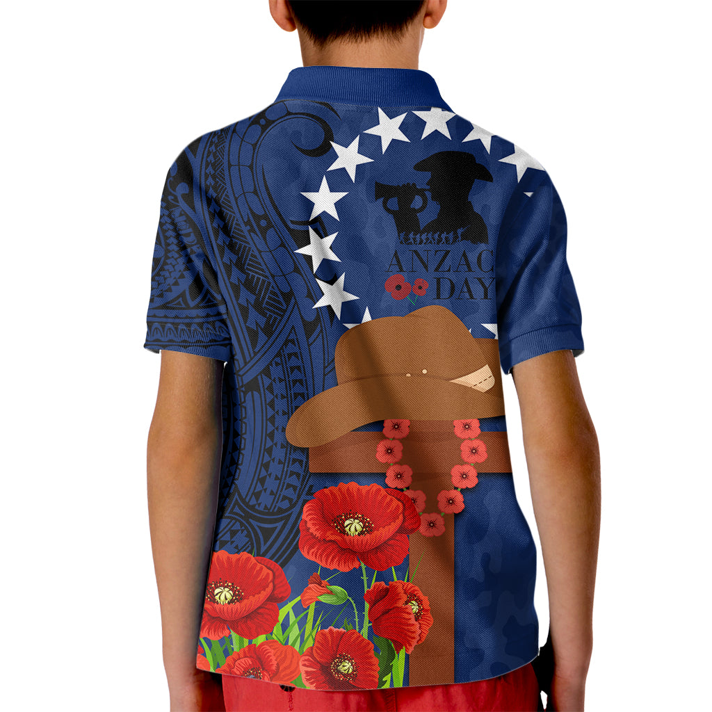 Cook Island ANZAC Day Kid Polo Shirt Soldier Paying Respect We Shall Remember Them LT03 - Polynesian Pride