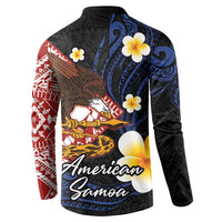 American Samoa Flag Day Button Sweatshirt Polynesian Tatau Art and Plumeria