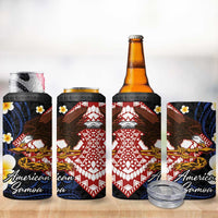 American Samoa Flag Day 4 in 1 Can Cooler Tumbler Polynesian Tatau Art and Plumeria