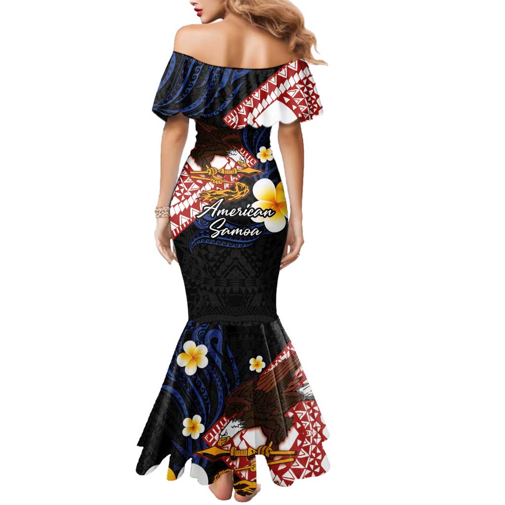 American Samoa Flag Day Family Matching Mermaid Dress and Hawaiian Shirt Polynesian Tatau Art and Plumeria LT03 - Polynesian Pride