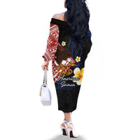 American Samoa Flag Day Family Matching Off The Shoulder Long Sleeve Dress and Hawaiian Shirt Polynesian Tatau Art and Plumeria LT03 - Polynesian Pride