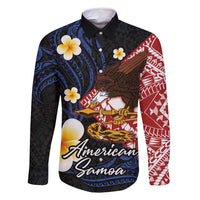 American Samoa Flag Day Family Matching Off Shoulder Maxi Dress and Hawaiian Shirt Polynesian Tatau Art and Plumeria LT03 Dad's Shirt - Long Sleeve Black - Polynesian Pride