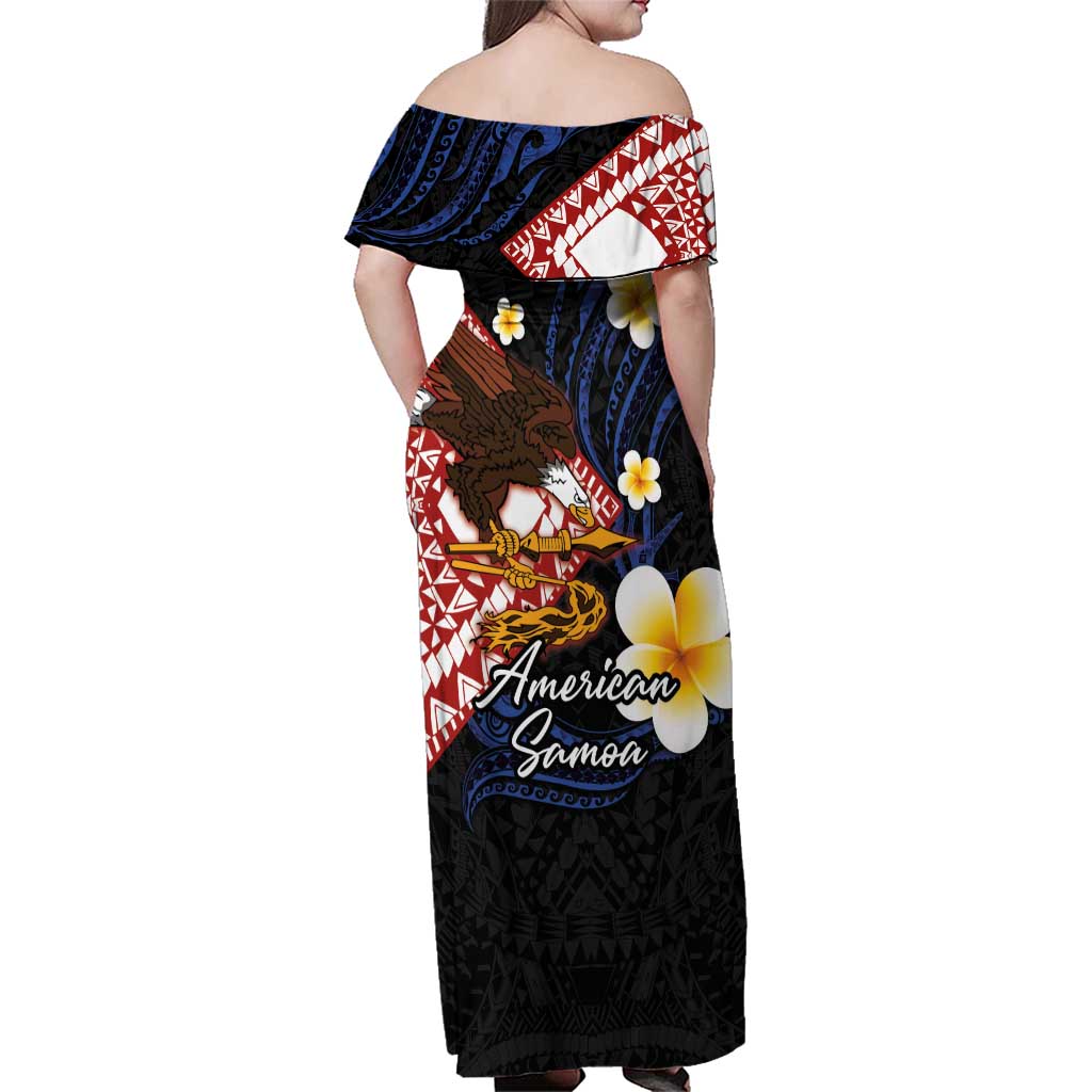 American Samoa Flag Day Family Matching Off Shoulder Maxi Dress and Hawaiian Shirt Polynesian Tatau Art and Plumeria LT03 - Polynesian Pride