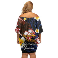 American Samoa Flag Day Family Matching Off Shoulder Short Dress and Hawaiian Shirt Polynesian Tatau Art and Plumeria LT03 - Polynesian Pride