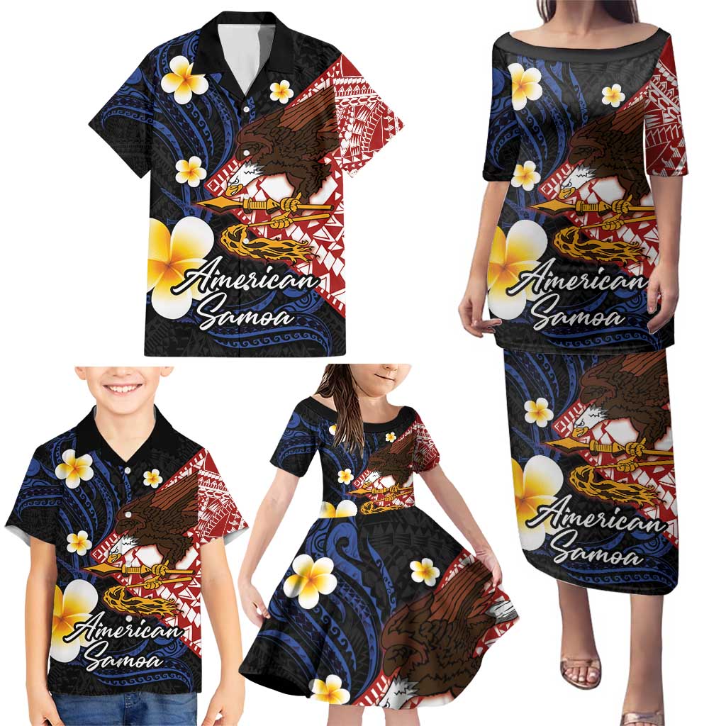 American Samoa Flag Day Family Matching Puletasi and Hawaiian Shirt Polynesian Tatau Art and Plumeria LT03 - Polynesian Pride