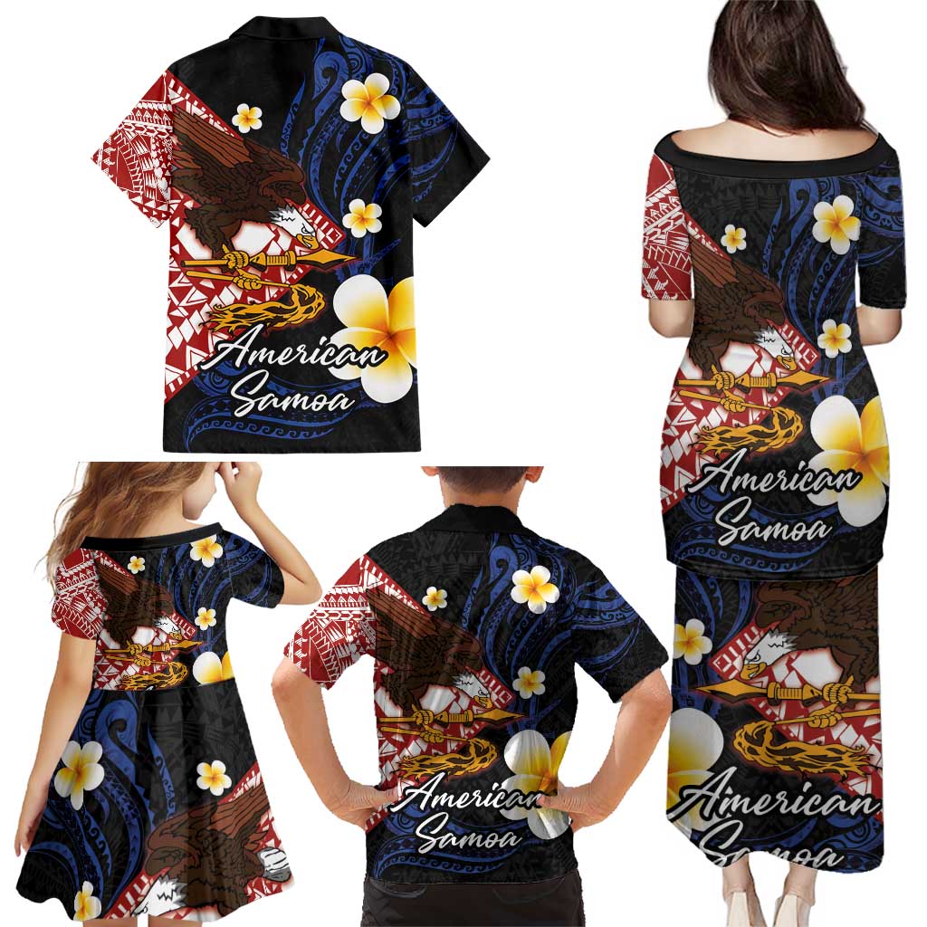 American Samoa Flag Day Family Matching Puletasi and Hawaiian Shirt Polynesian Tatau Art and Plumeria LT03 - Polynesian Pride