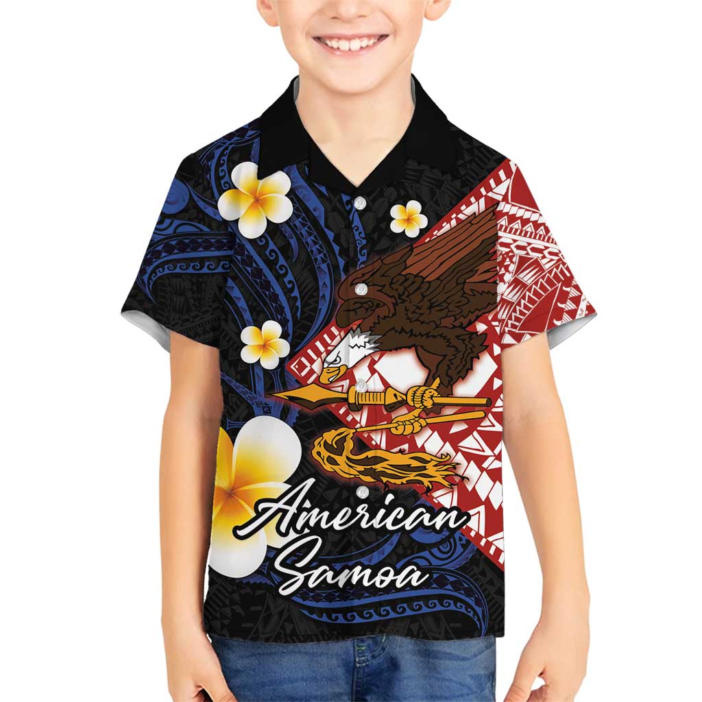 American Samoa Flag Day Family Matching Summer Maxi Dress and Hawaiian Shirt Polynesian Tatau Art and Plumeria LT03 Son's Shirt Black - Polynesian Pride