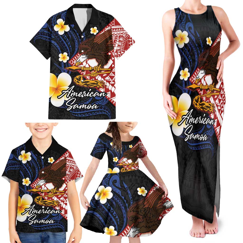 American Samoa Flag Day Family Matching Tank Maxi Dress and Hawaiian Shirt Polynesian Tatau Art and Plumeria LT03 - Polynesian Pride