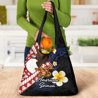 American Samoa Flag Day Grocery Bag Polynesian Tatau Art and Plumeria