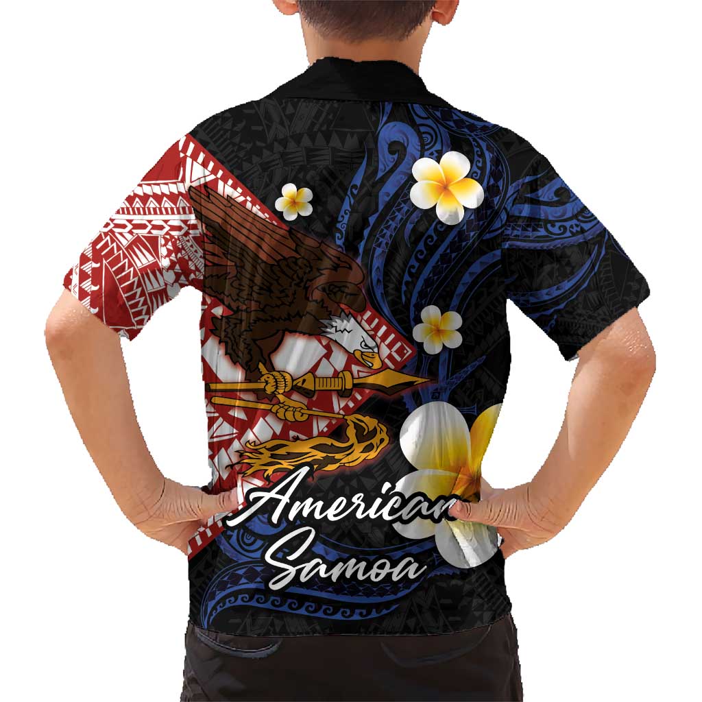 American Samoa Flag Day Kid Hawaiian Shirt Polynesian Tatau Art and Plumeria