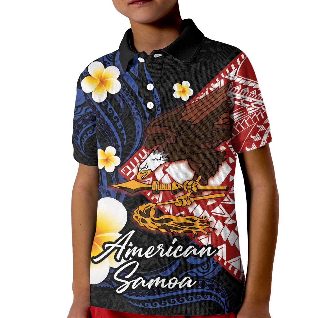 American Samoa Flag Day Kid Polo Shirt Polynesian Tatau Art and Plumeria