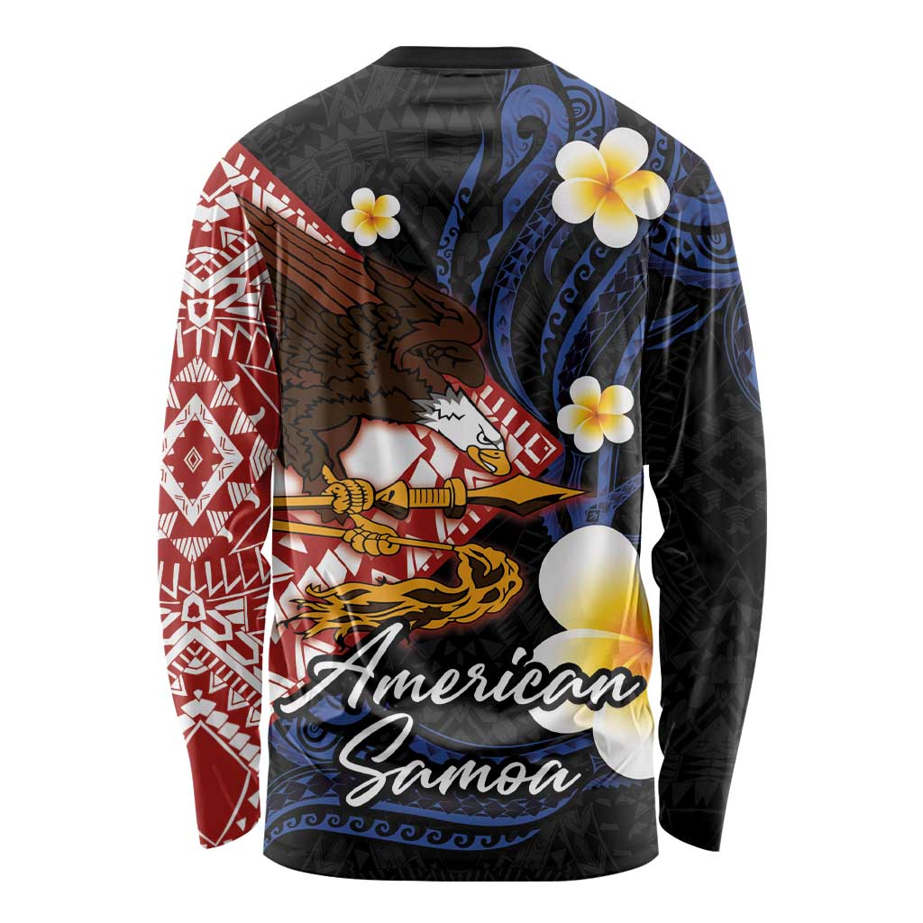 American Samoa Flag Day Long Sleeve Shirt Polynesian Tatau Art and Plumeria