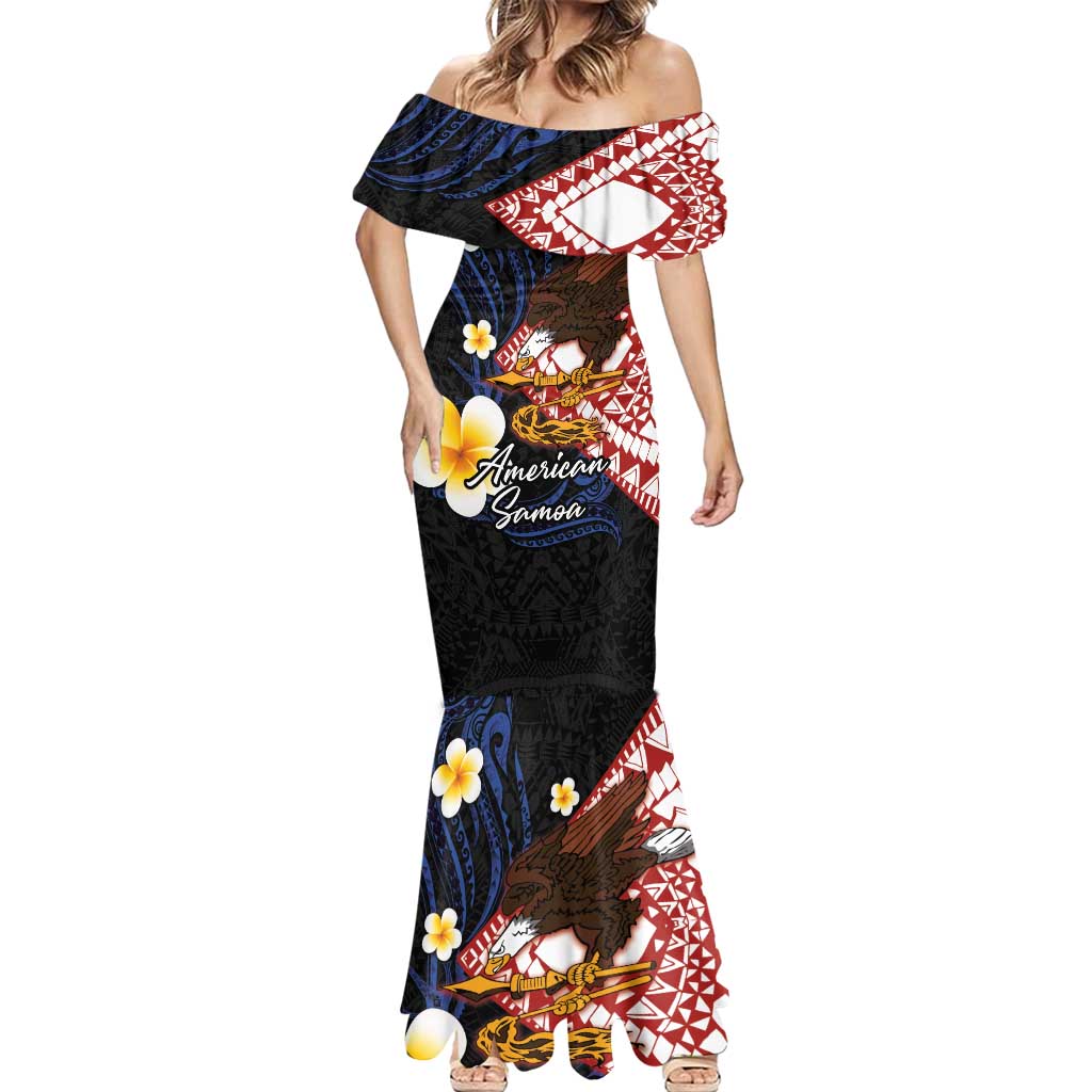 American Samoa Flag Day Mermaid Dress Polynesian Tatau Art and Plumeria