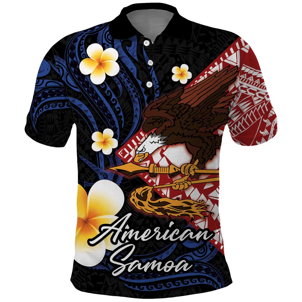 American Samoa Flag Day Polo Shirt Polynesian Tatau Art and Plumeria