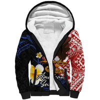 American Samoa Flag Day Sherpa Hoodie Polynesian Tatau Art and Plumeria