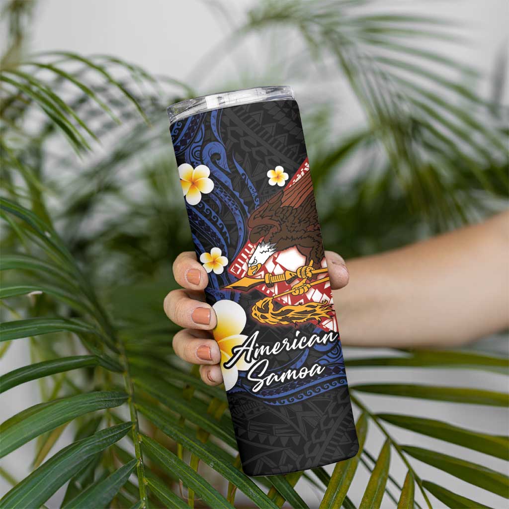 American Samoa Flag Day Skinny Tumbler Polynesian Tatau Art and Plumeria