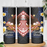 American Samoa Flag Day Skinny Tumbler Polynesian Tatau Art and Plumeria
