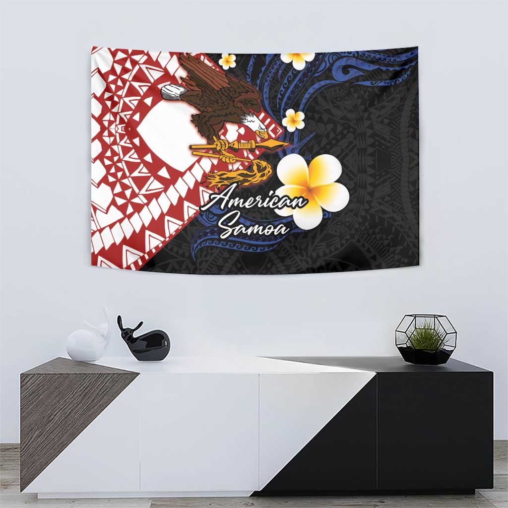 American Samoa Flag Day Tapestry Polynesian Tatau Art and Plumeria