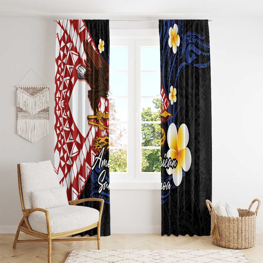 American Samoa Flag Day Window Curtain Polynesian Tatau Art and Plumeria