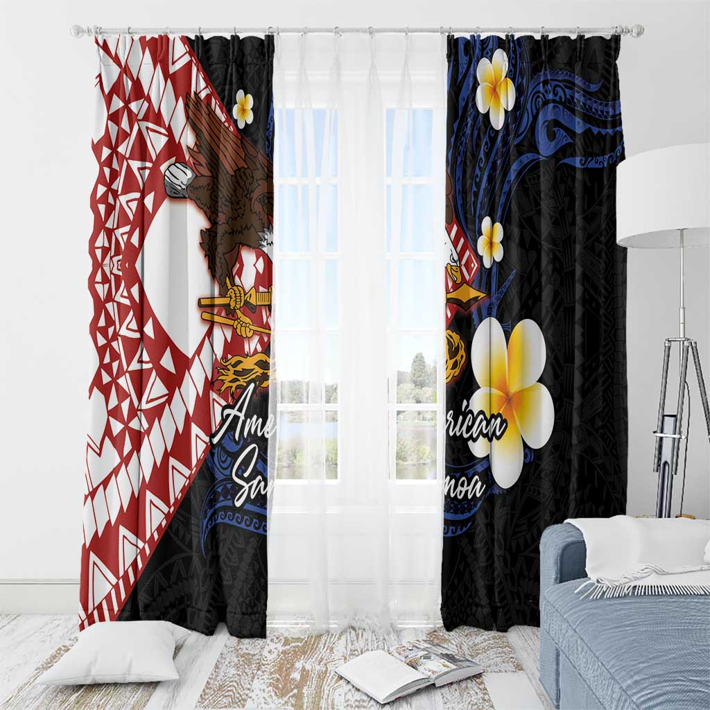 American Samoa Flag Day Window Curtain Polynesian Tatau Art and Plumeria
