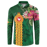 Manuʻa Islands Button Sweatshirt Polynesian Style with Rooster Tattoo and Tropical Plants