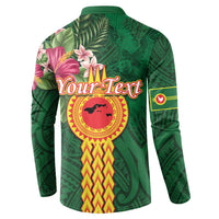 Manuʻa Islands Button Sweatshirt Polynesian Style with Rooster Tattoo and Tropical Plants