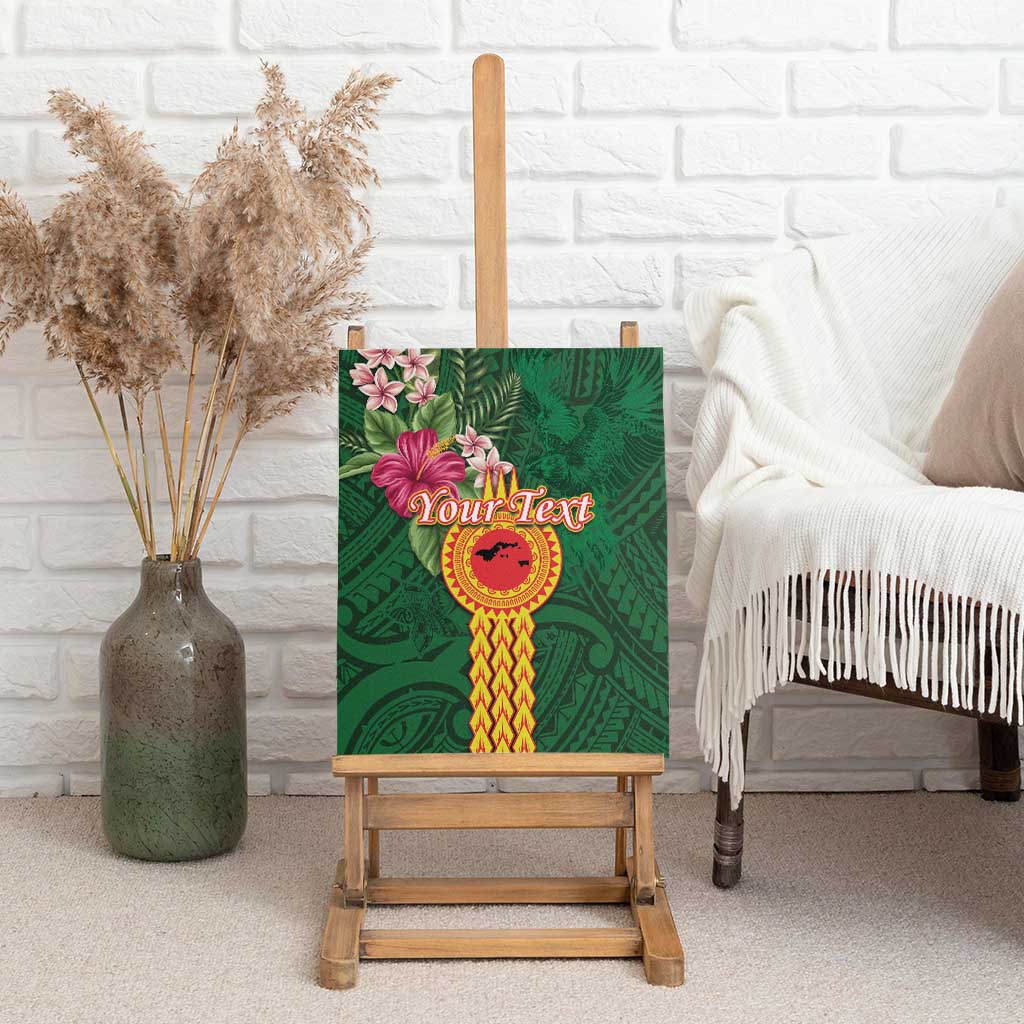 Manuʻa Islands Canvas Wall Art Polynesian Style with Rooster Tattoo and Tropical Plants