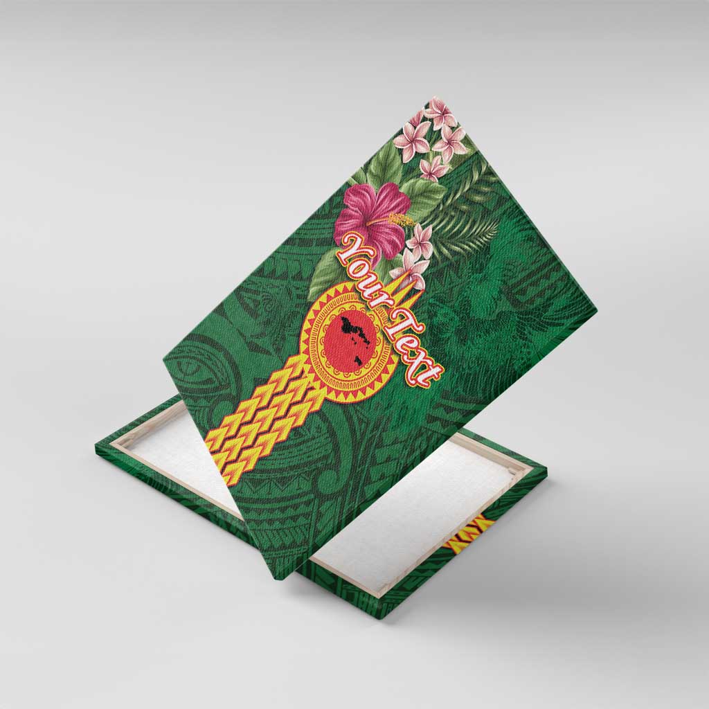 Manuʻa Islands Canvas Wall Art Polynesian Style with Rooster Tattoo and Tropical Plants