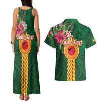 Personalised Manuʻa Islands Couples Matching Tank Maxi Dress and Hawaiian Shirt Polynesian Style with Rooster Tattoo and Tropical Plants LT03 - Polynesian Pride