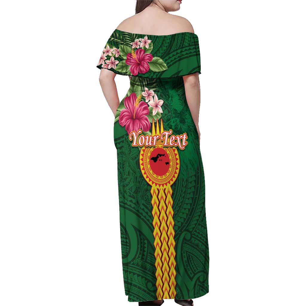 Personalised Manuʻa Islands Family Matching Off Shoulder Maxi Dress and Hawaiian Shirt Polynesian Style with Rooster Tattoo and Tropical Plants LT03 - Polynesian Pride