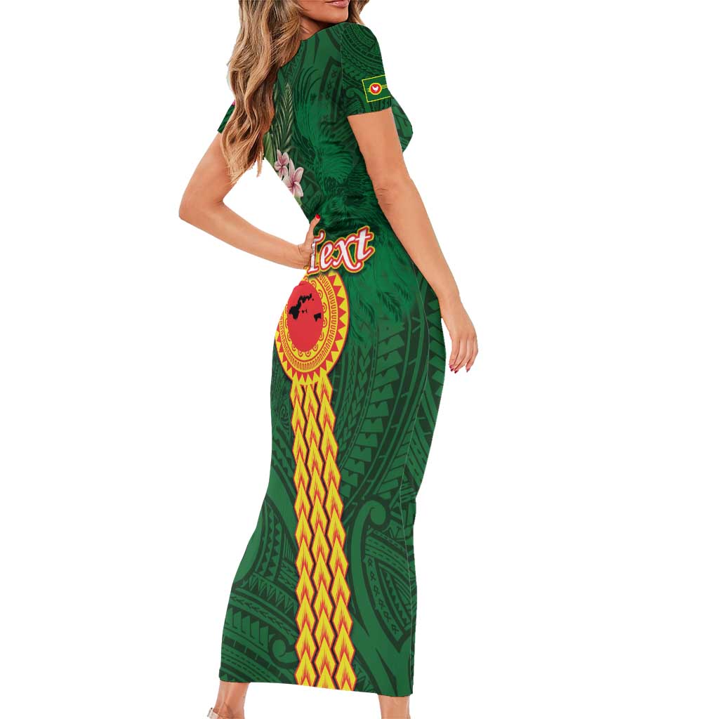 Personalised Manuʻa Islands Family Matching Short Sleeve Bodycon Dress and Hawaiian Shirt Polynesian Style with Rooster Tattoo and Tropical Plants LT03 - Polynesian Pride