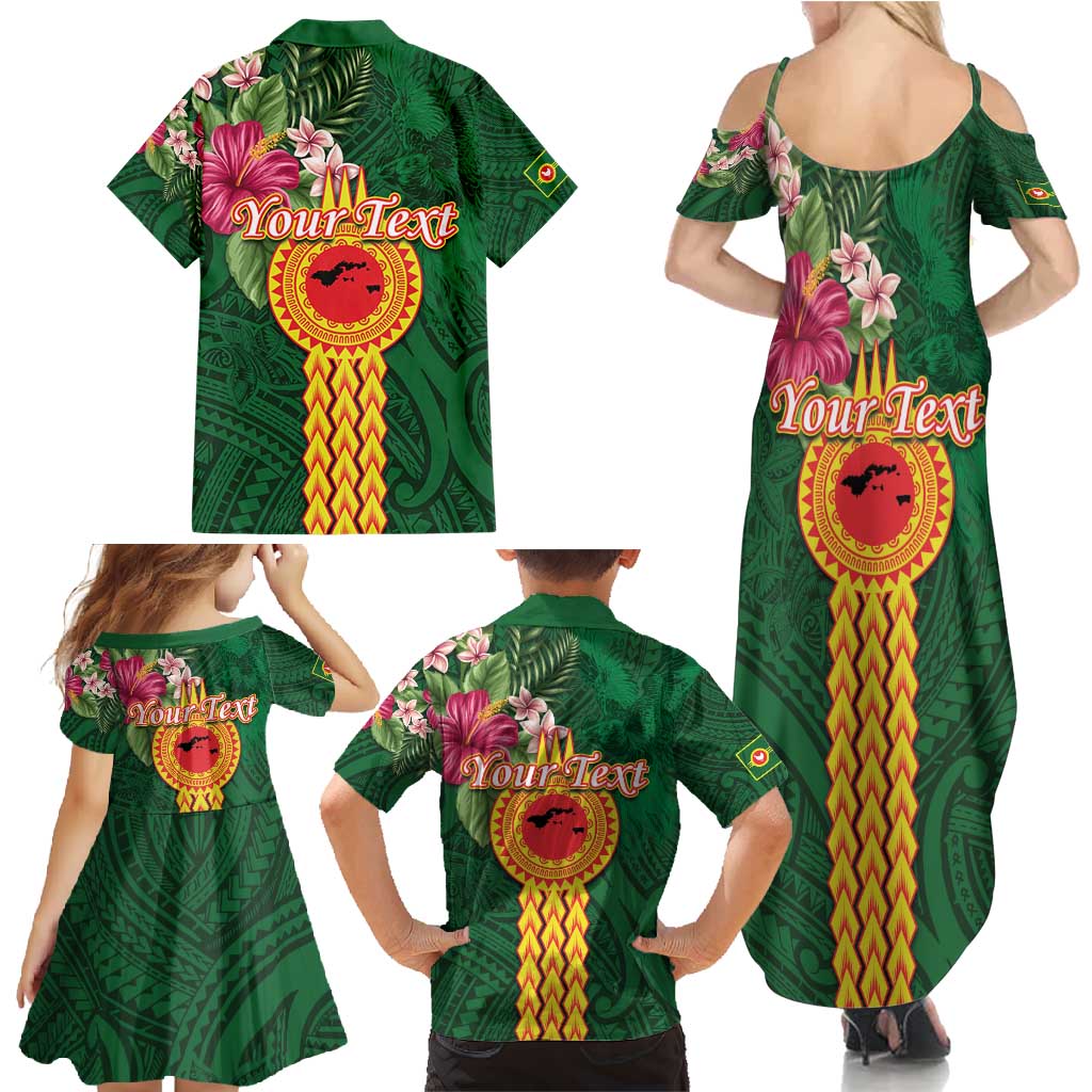 Personalised Manuʻa Islands Family Matching Summer Maxi Dress and Hawaiian Shirt Polynesian Style with Rooster Tattoo and Tropical Plants LT03 - Polynesian Pride